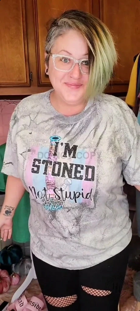 Hustle & Heart NC Faux Glitter Leopard Circle Designs I'm Stoned Not Stupid Comfort Colors Acid Wash Unisex Tee