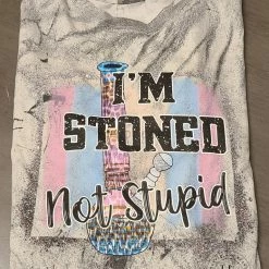 Hustle & Heart NC Faux Glitter Leopard Circle Designs I'm Stoned Not Stupid Comfort Colors Acid Wash Unisex Tee