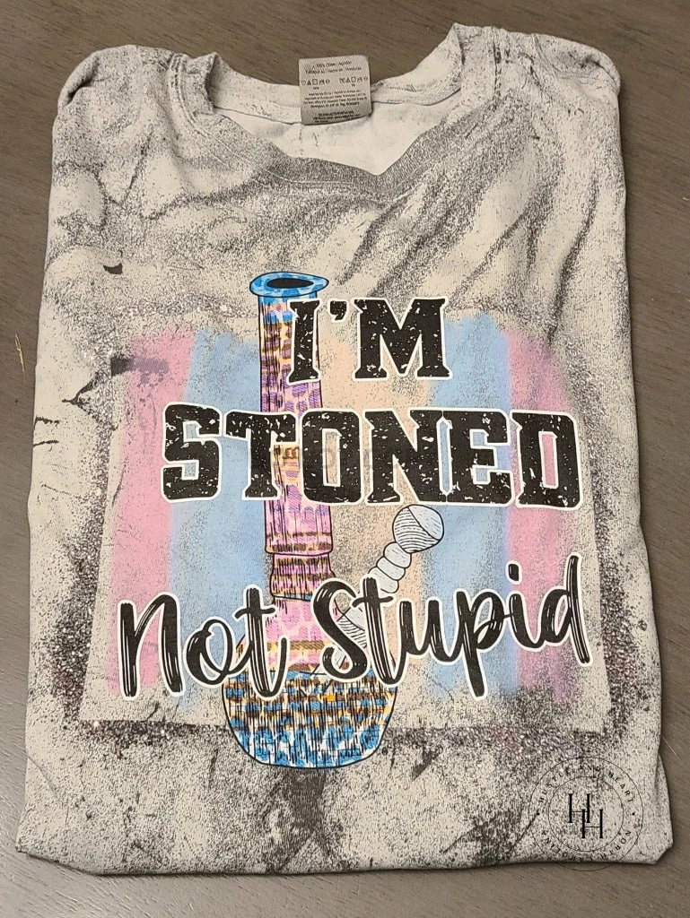 Hustle & Heart NC Faux Glitter Leopard Circle Designs I'm Stoned Not Stupid Comfort Colors Acid Wash Unisex Tee