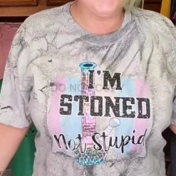 Hustle & Heart NC Faux Glitter Leopard Circle Designs I'm Stoned Not Stupid Comfort Colors Acid Wash Unisex Tee