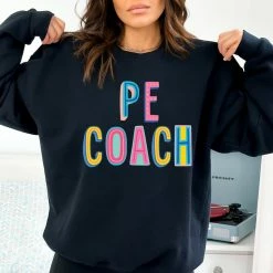 Hustle And Heart NC PE Coach Colorful Graphic Tee Colorful Block Mascots