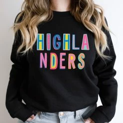 Hustle And Heart NC Highlanders Colorful Graphic Tee Colorful Block Mascots