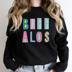 Hustle And Heart NC Colorful Block Mascots Buffalos Colorful Graphic Tee