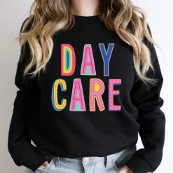 Hustle And Heart NC Daycare Colorful Graphic Tee Colorful Block Mascots