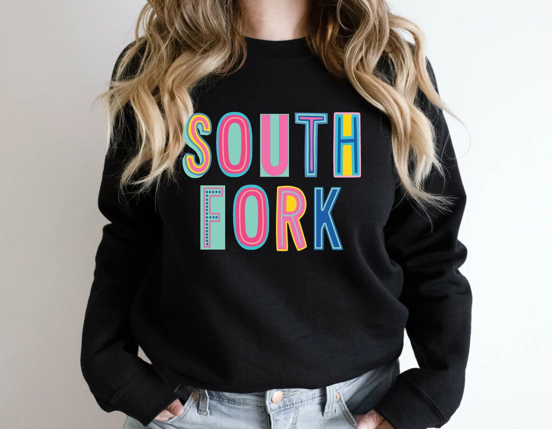 Hustle And Heart NC Colorful Block Mascots South Fork Colorful Graphic Tee