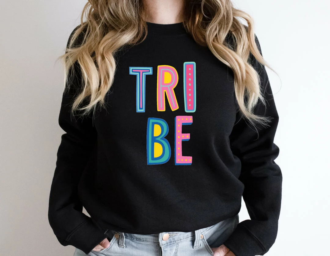 Hustle And Heart NC Tribe Colorful Graphic Tee Colorful Block Mascots