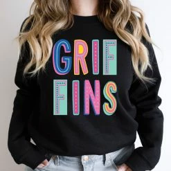 Hustle And Heart NC Griffins Colorful Graphic Tee Colorful Block Mascots