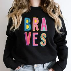 Hustle And Heart NC Braves Colorful Graphic Tee