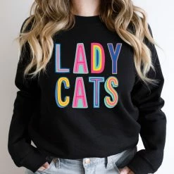 Hustle And Heart NC Lady Cats Colorful Graphic Tee