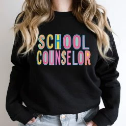 Hustle And Heart NC Colorful Block Mascots School Counselor Colorful Graphic Tee