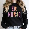 Hustle And Heart NC ER Nurse Colorful Graphic Tee Colorful Block Mascots