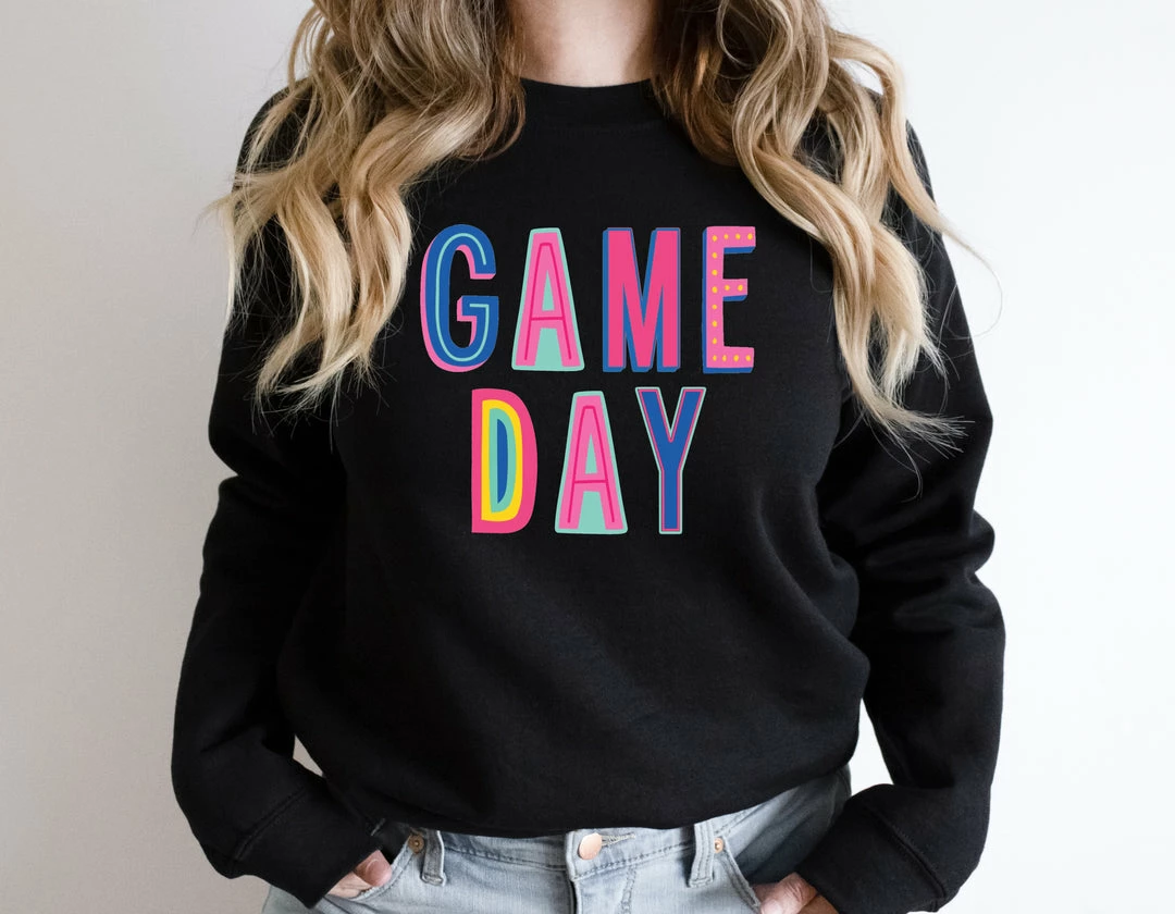 Hustle And Heart NC Game Day Colorful Graphic Tee Colorful Block Mascots