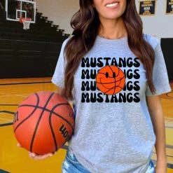 Hustle & Heart NC Mustangs Basketball Graphic Tee Basketball Designs