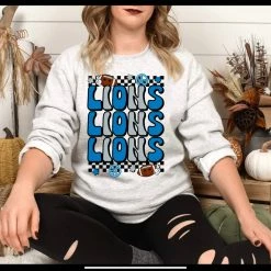 Hustle And Heart NC Lions Retro Stacked Mascot Graphic Tee Stacked Mascot Designs