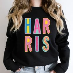 Hustle And Heart NC Colorful Block Mascots Harris Colorful Graphic Tee