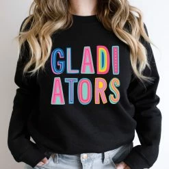 Hustle And Heart NC Gladiators Colorful Graphic Tee Colorful Block Mascots