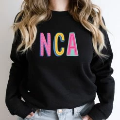 Hustle And Heart NC NCA Colorful Graphic Tee