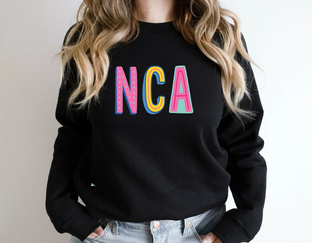 Hustle And Heart NC NCA Colorful Graphic Tee