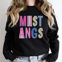 Hustle And Heart NC Mustangs Colorful Graphic Tee