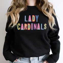 Hustle And Heart NC Lady Cardinals Colorful Graphic Tee Colorful Block Mascots