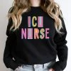 Hustle And Heart NC ICU Nurse Colorful Graphic Tee