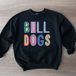 Hustle And Heart NC Colorful Block Mascots Bulldogs Colorful Graphic Tee