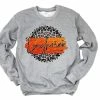 Hustle & Heart NC Faux Glitter Leopard Circle Designs Longhorns Orange/Black With White Outline