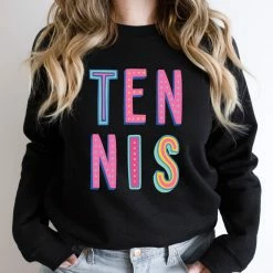 Hustle And Heart NC Colorful Block Mascots Tennis Colorful Graphic Tee