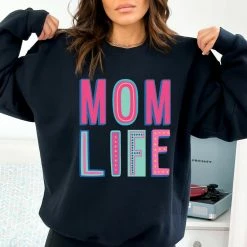 Hustle And Heart NC Mom Life Colorful Graphic Tee Colorful Block Mascots