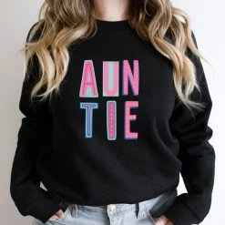 Hustle And Heart NC Auntie Colorful Graphic Tee Colorful Block Mascots