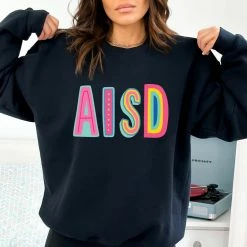 Hustle And Heart NC Colorful Block Mascots AISD Colorful Graphic Tee