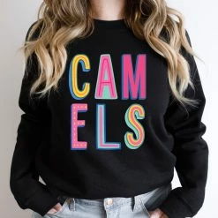 Hustle And Heart NC Colorful Block Mascots Camels Colorful Graphic Tee