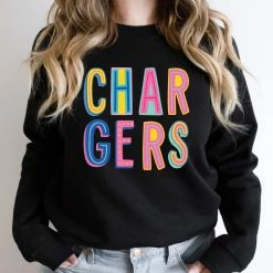 Hustle And Heart NC Chargers Colorful Graphic Tee