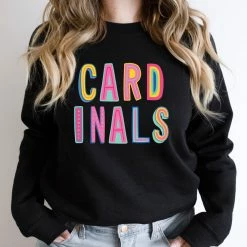 Hustle And Heart NC Cardinals Colorful Graphic Tee Colorful Block Mascots