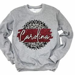 Hustle & Heart NC Carolina Burgundy/White Faux Glitter Leopard Circle Designs