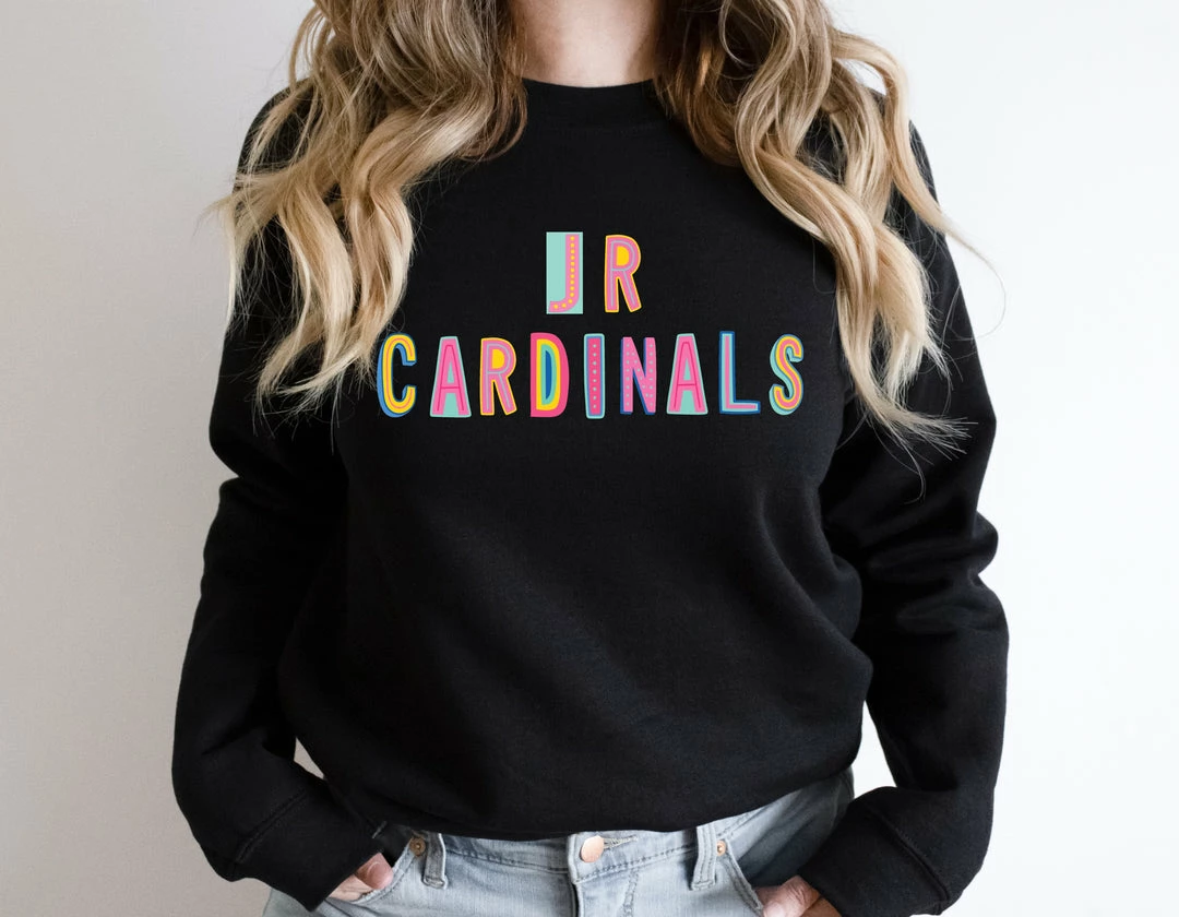 Hustle And Heart NC Colorful Block Mascots JR Cardinals Colorful Graphic Tee