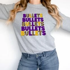 Hustle & Heart NC Bullets Stacked Repeating Graphic Tee Repeating Mascot Designs