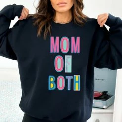 Hustle And Heart NC Mom Of Both Colorful Graphic Tee Colorful Block Mascots