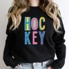 Hustle And Heart NC Colorful Block Mascots Hockey Colorful Graphic Tee