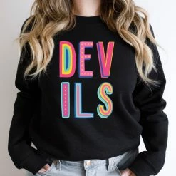 Hustle And Heart NC Devils Colorful Graphic Tee Colorful Block Mascots