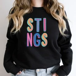 Hustle And Heart NC Colorful Block Mascots Stings Colorful Graphic Tee