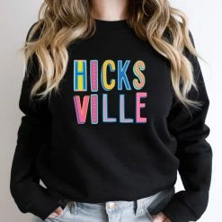 Hustle And Heart NC Colorful Block Mascots Hicksville Colorful Graphic Tee