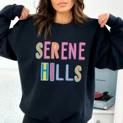 Hustle And Heart NC Colorful Block Mascots Serene Hills Graphic Tee