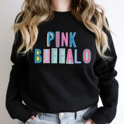 Hustle And Heart NC Pink Buffalo Colorful Graphic Tee