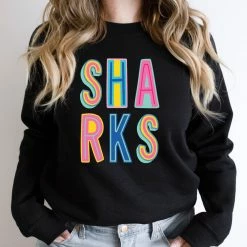 Hustle And Heart NC Sharks Colorful Graphic Tee