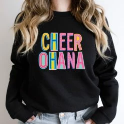 Hustle And Heart NC Colorful Block Mascots Cheer Ohana Colorful Graphic Tee