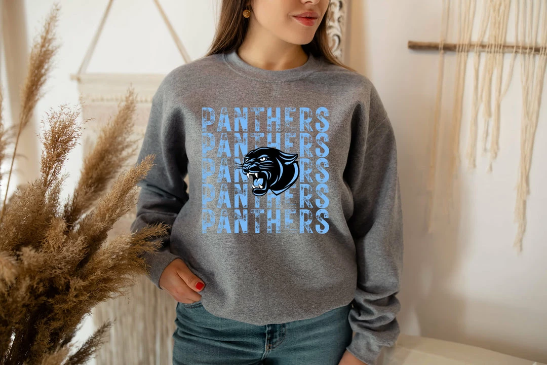 Hustle & Heart NC Repeating Mascot Designs Panthers Repeating Mascot Graphic Tee