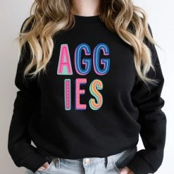 Hustle And Heart NC Aggies Colorful Graphic Tee Colorful Block Mascots