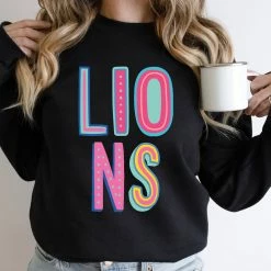 Hustle And Heart NC Lions Colorful Graphic Tee