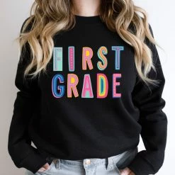 Hustle And Heart NC First Grade Colorful Graphic Tee